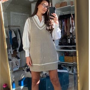 Gray Knit Sweater Vest Dress